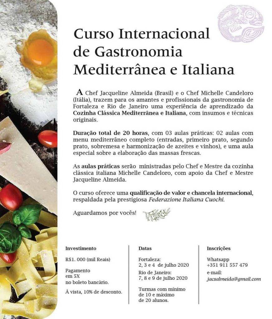 Curso Internacional de Gastronomia Mediterrânea e Italiana chega ao Brasil Curso Internacional de Gastronomia Mediterrânea e Italiana chega ao Brasil